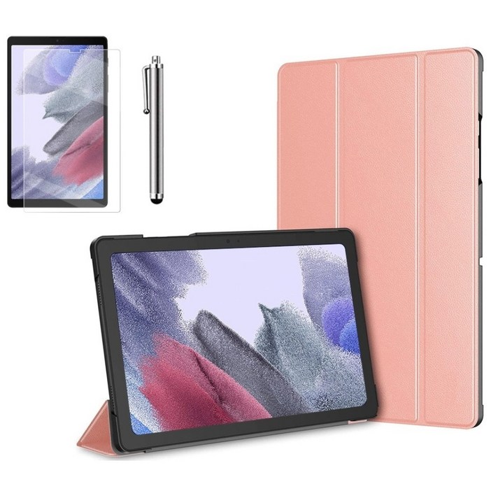 갤럭시탭A7 라이트 Lite 8.7 호환 슬림 북커버 케이스 스탠드+액정필름+터치펜 SM-T220N T225N 케이스나라