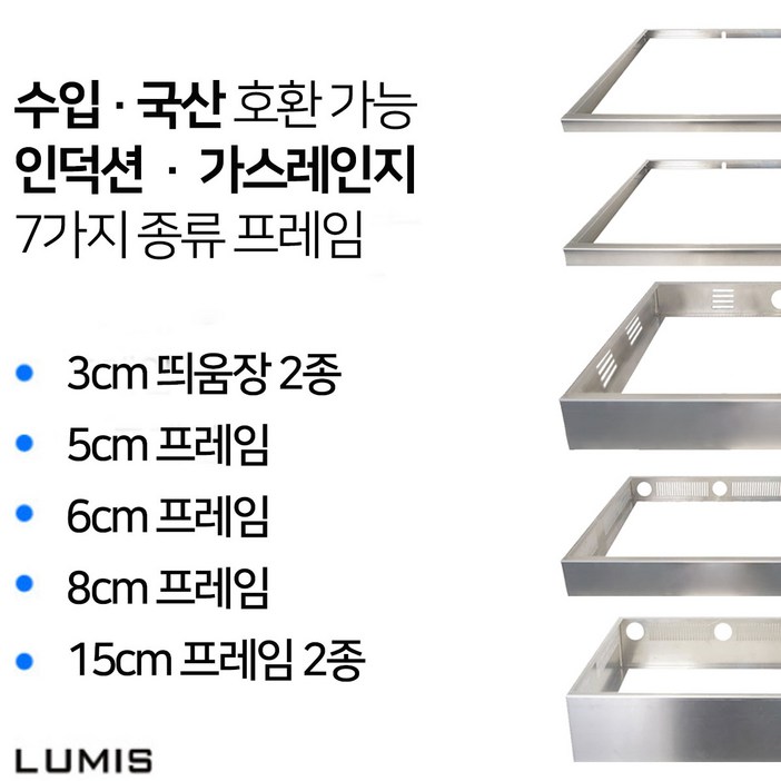 수입 국산 호환 인덕션 프레임 3cm 5cm 6cm 8cm 15cm 받침대 띄움장 거치대 판넬 전기레인지 스탠드 외함 하이라이트 케이스 프리스탠딩 루미스 LUMIS, 3cm B타입 602x522