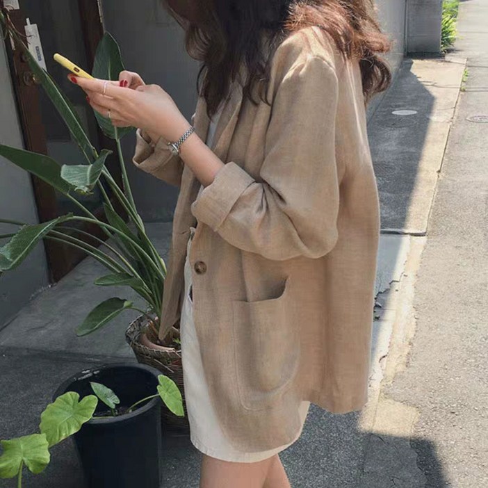 FANSYLI 린넨자켓 여성 봄여름 신상 캐주얼 정장상의0319F10
