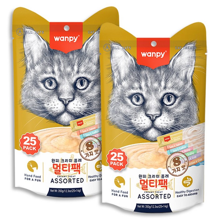 완피 크리미 퓨레 25P x2개 짜먹는고양이간식 츄르