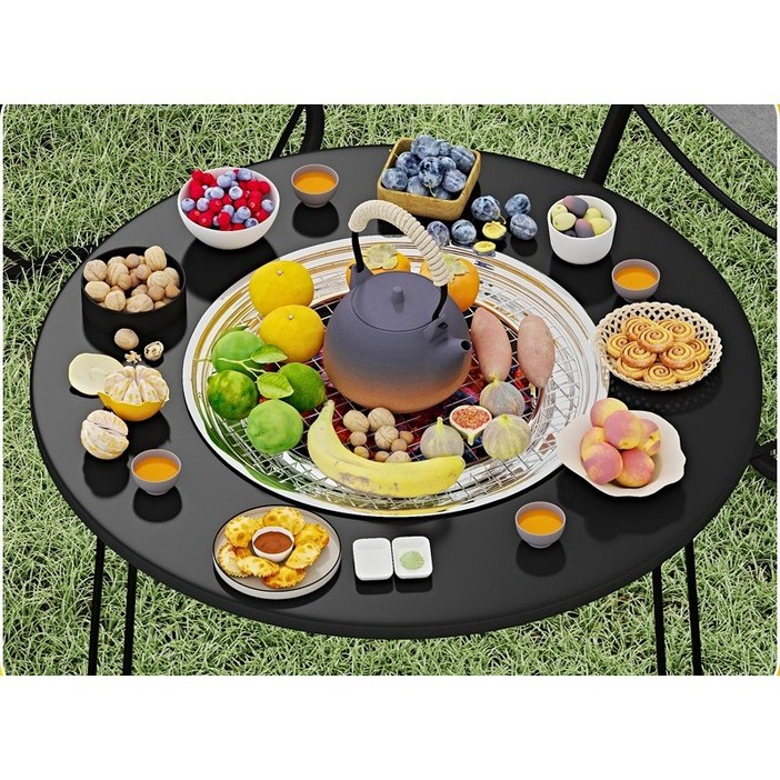 야외 바베큐 가정용 무연 바베큐 휴대용 접이식 바베큐 테이블 숯불 바베큐 야외 정원 난로 차 끓이기, 스모크포함 사각형 수납 가방