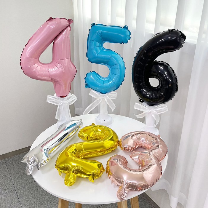 파티앤온 은박 숫자 스탠딩 생일 풍선 세트, 핑크 1주년풍선