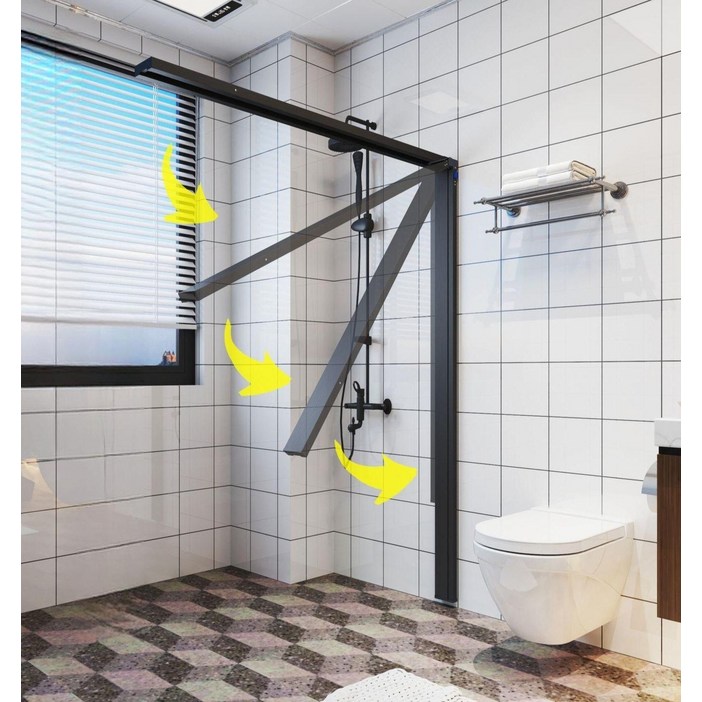 무타공 접이식 샤워커튼 욕실 샤워부스 커튼 가림막