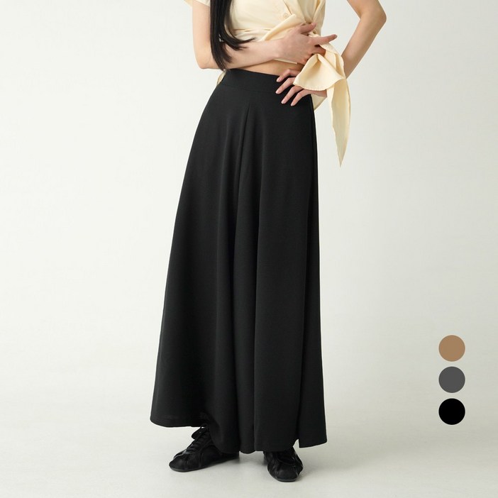 코튼클로젯 여성용 플레어 치마 바지 스판 밴딩 와이드 큐롯 팬츠