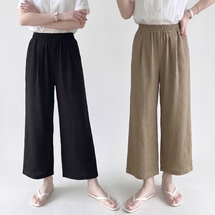 2장 에이플심플 여성 여름 와이드팬츠 8부 9부 냉감찰랑바지