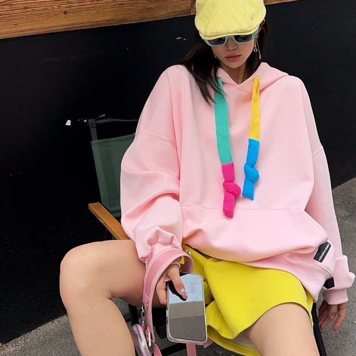 여자 베이직 포켓 오버핏 긴팔후드티4color