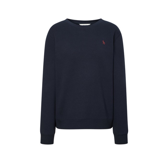 국내매장정품헤지스 여성 클리어런스기모 블랙 로고자수 맨투맨 티셔츠