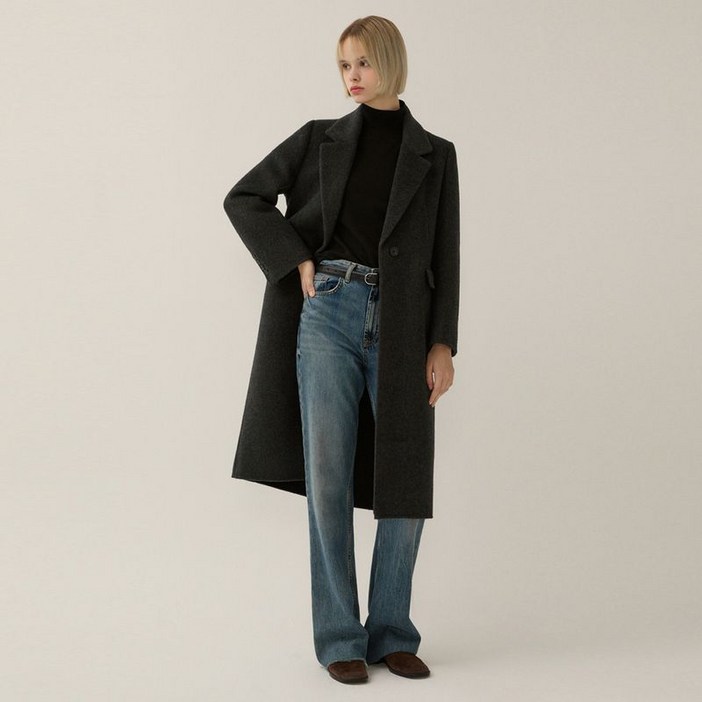 리스트 울 원버튼 핸드메이드 롱 코트 TWHCTP80040