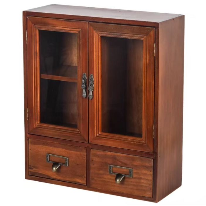 Deokol 독창성 미니수납장 서랍장 빈티지가구, 적갈색.