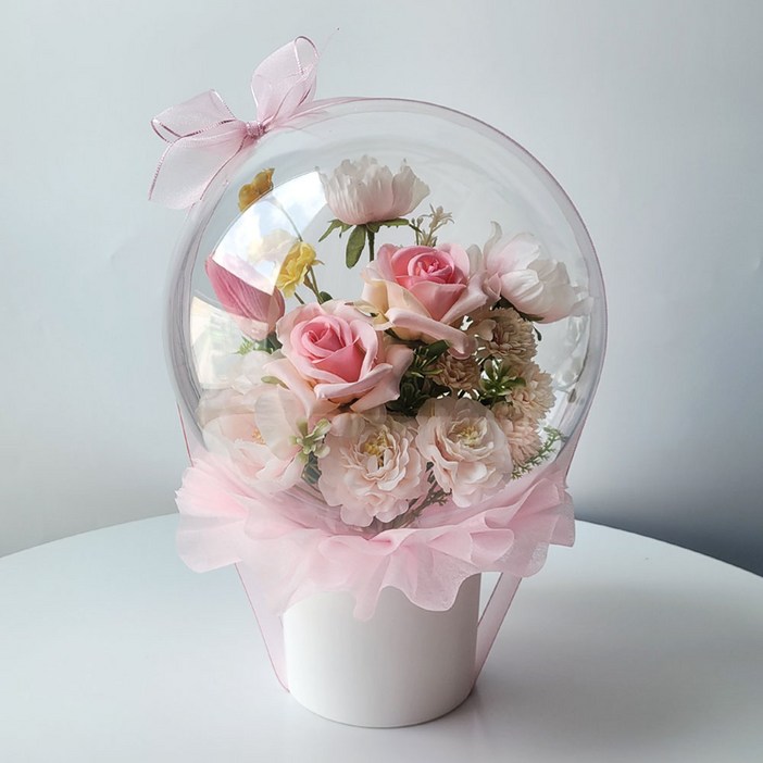 수비니샵 핑크장미 아크릴꽃풍선 터지지않는 레터링풍선 칠순 환갑 졸업식 꽃다발 쇼핑백증정, 1개, 혼합색상