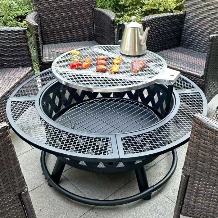 쏘픽 원형 테이블 화로대 불멍 올쿡 고기불판 바베큐 대형, 대형 99cm 원형 다기능 그릴그릴망, 기본 색상