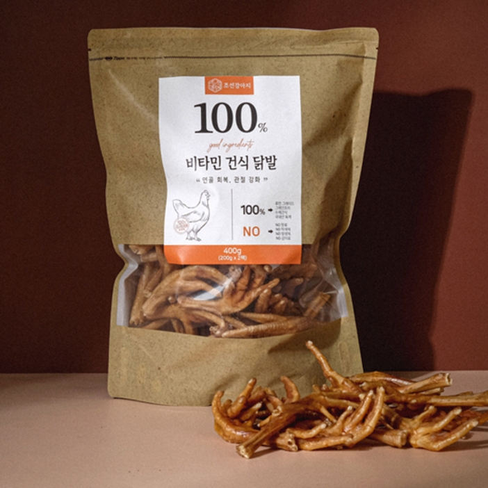 조선강아지 대용량 국산 수제간식, 비타민 건식닭발, 400g, 1개 조선강아지 대용량 국산 수제간식, 비타민 건식닭발, 400g, 1개