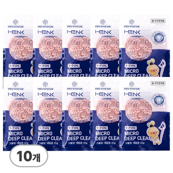 파이토메이드 Y자형 쿨민트 마이크로 딥클린 그물망 대용량 치실, 10개, 100개입