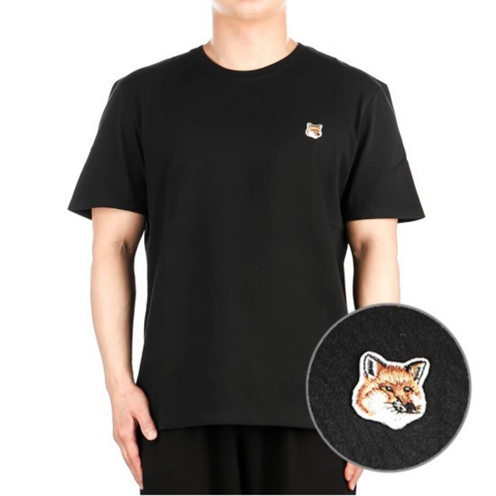 메종키츠네 폭스헤드 블랙 남성 반팔 티셔츠 LM00104KJ0008 P199
