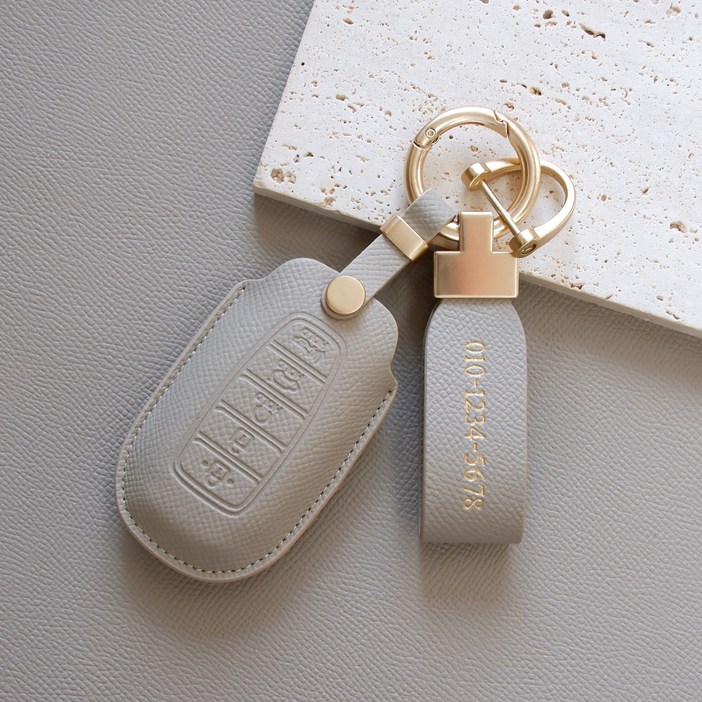 무료각인 트니르 현대 호환 그랜저IG 올뉴아반떼 CN7 팰리세이드 I30 벨로스터 코나 베뉴 싼타페 차 키케이스 가죽  키링 차량용품 키홀더, 에토프그레이