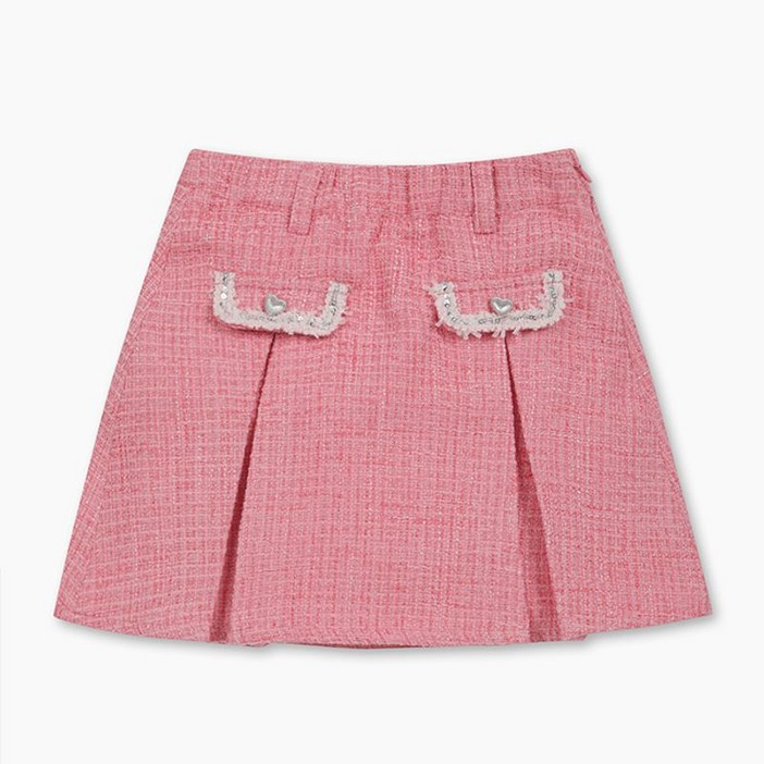 [AK플라자] [베네통 키즈] 트위드 플리츠 스커트 QASK04541PK_핑크