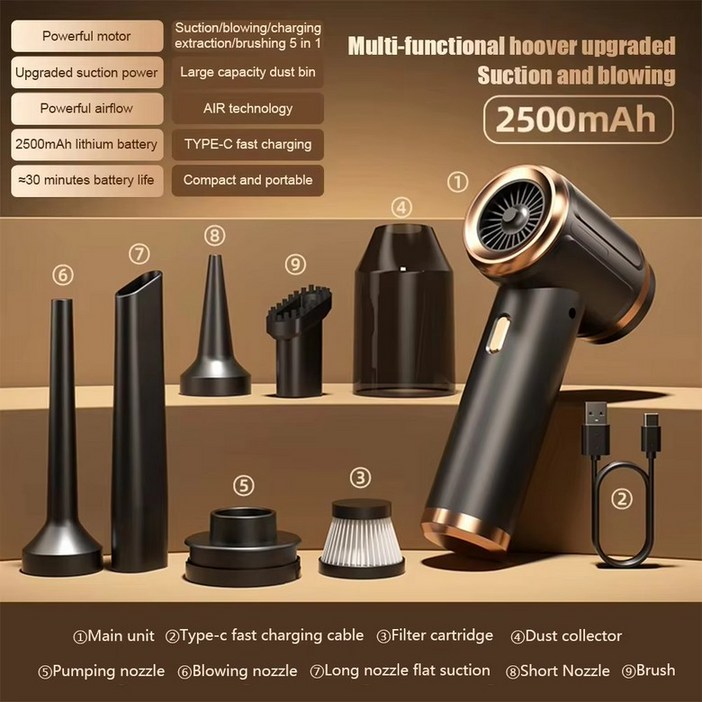 Xiaomi 5 in 1 자동차 진공 청소기 휴대용 미니 무선 45000pa 홈 오피스를위한 강력한 흡입 기계