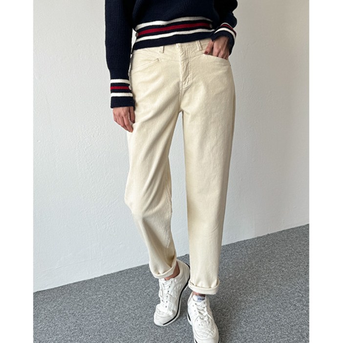 피핀 여성용 안밴딩 골덴 배기핏 기모 팬츠 710231