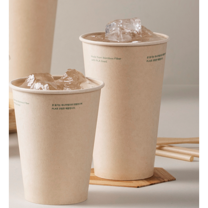 아이스 전용 양면 코팅 PLA 대나무 종이컵 12oz 390mL 컵, 50개, 1개 아이스 전용 양면 코팅 PLA 대나무 종이컵 12oz 390mL 컵, 50개, 1개