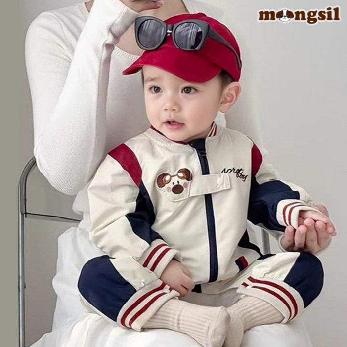 몽실이 배색라인 간절기 우주복 가을 봄 스포티 남아 유아용 외출복