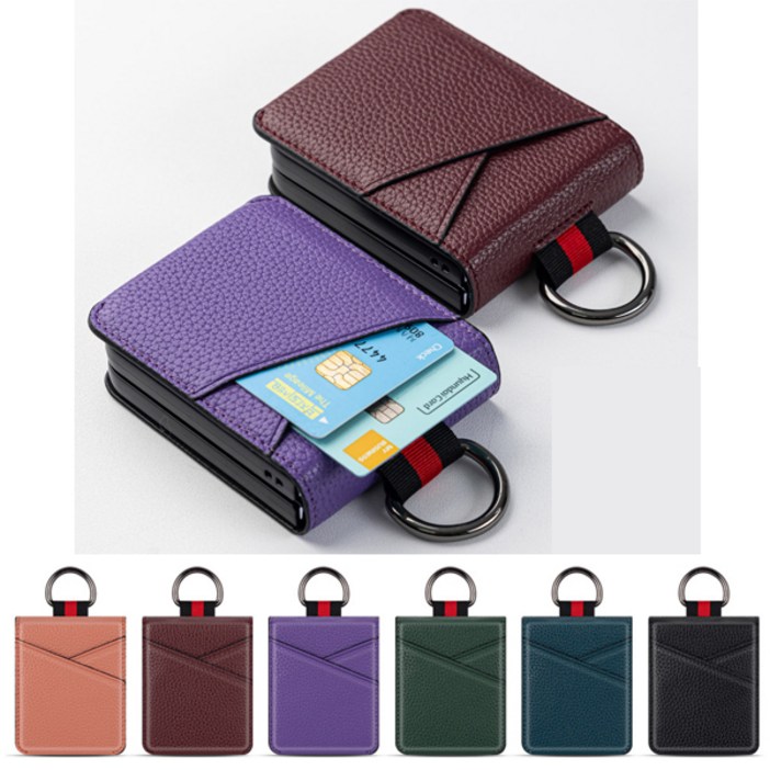 갤럭시Z플립12 F700F707 컬러 레더 카드 수납 핑거링 케이스