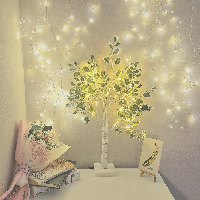 인테리어 감성 LED 화이트 트리 자작 나무 무드등