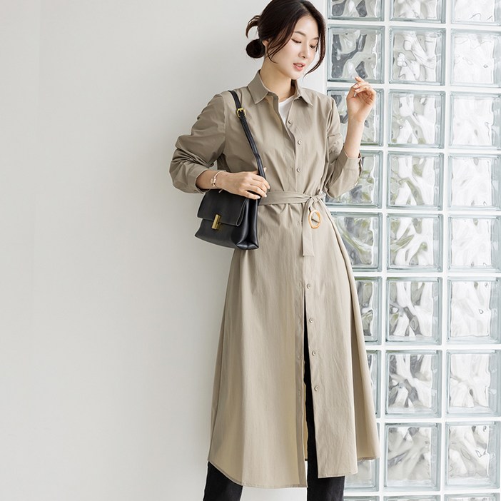 S85 바스락 심플 롱 셔츠 원피스벨트SET S85 바스락 심플 롱 셔츠 원피스벨트SET