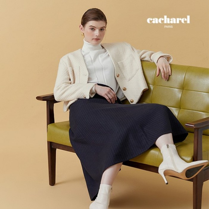 까사렐 22FW 울블렌디드 스트라이프 스커트
