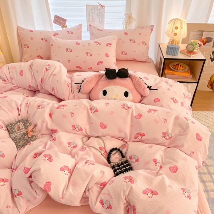 GOYES 캐릭터 침대 4피스 귀여운 침구세트 사계절 이불 베개 커버세트