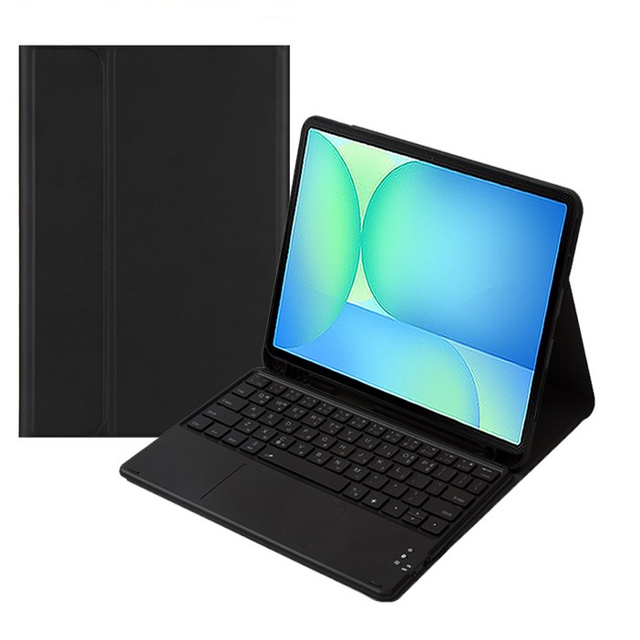 갤럭시탭 S6 Lite 라이트 10.4인치 무선 LED 터치패드 키보드 케이스 북커버 S펜 수납 SMP610 P613 P615, 검정, 1개