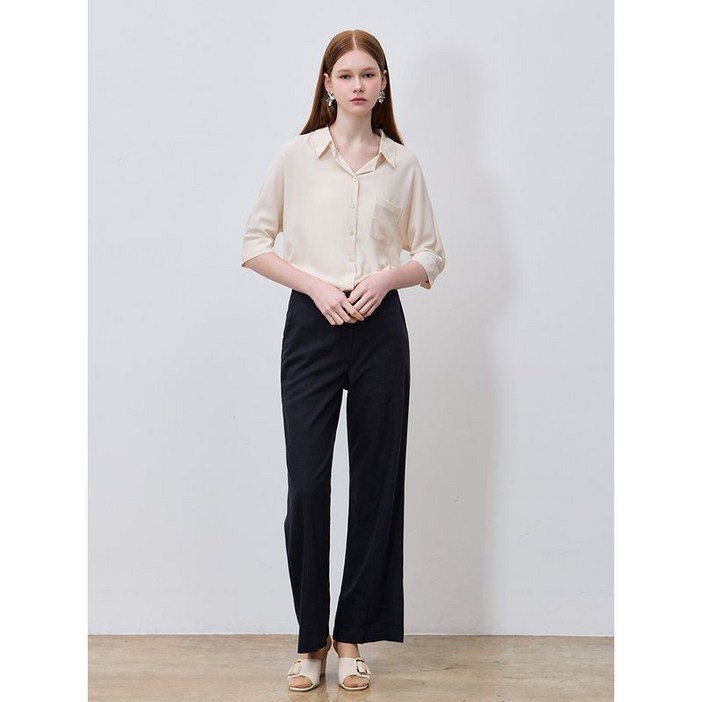 쉬즈미스 세미와이드 린넨 블렌드 슬릿 팬츠  택가격  228000원