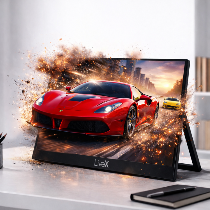 엠피지오 FHD ISP 휴대용 초슬림 초경량 포터블 모니터 ,15.6인치, 일체형거치대, 라이브엑스(일체형거치대), 39.62cm