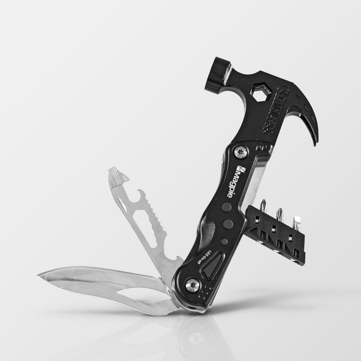 맥파이 19IN1 안전 망치 멀티툴 비상용 해머 캠핑 망치 맥가이버, 1개