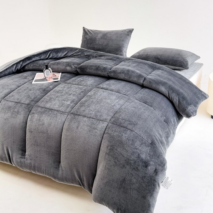 VERVEO 패밀리 겨울 보온 세트 양면 극세사 이불 커버 + 패드 + 베개커버