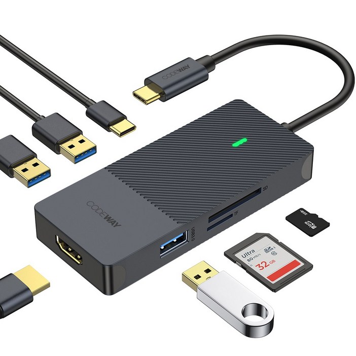 코드웨이 USB C타입 노트북 멀티허브, 7포트, 1개