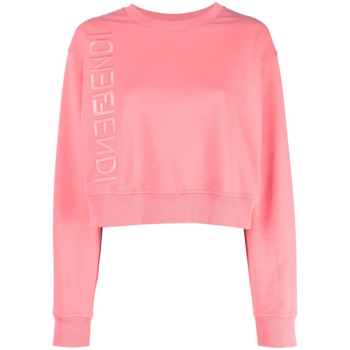 펜디 로고 프린트 크롭 스웨트셔츠