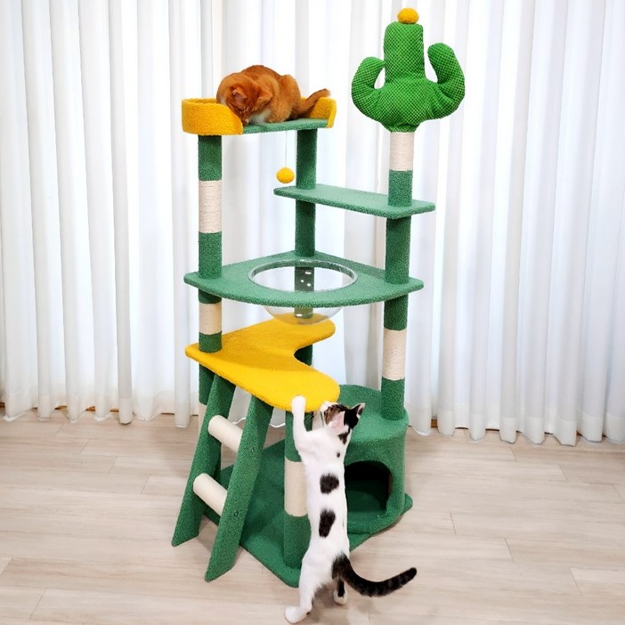 펫카 고양이 미끄럼방지 선인장 스크래쳐 캣타워 대형 PTWT05, 1개