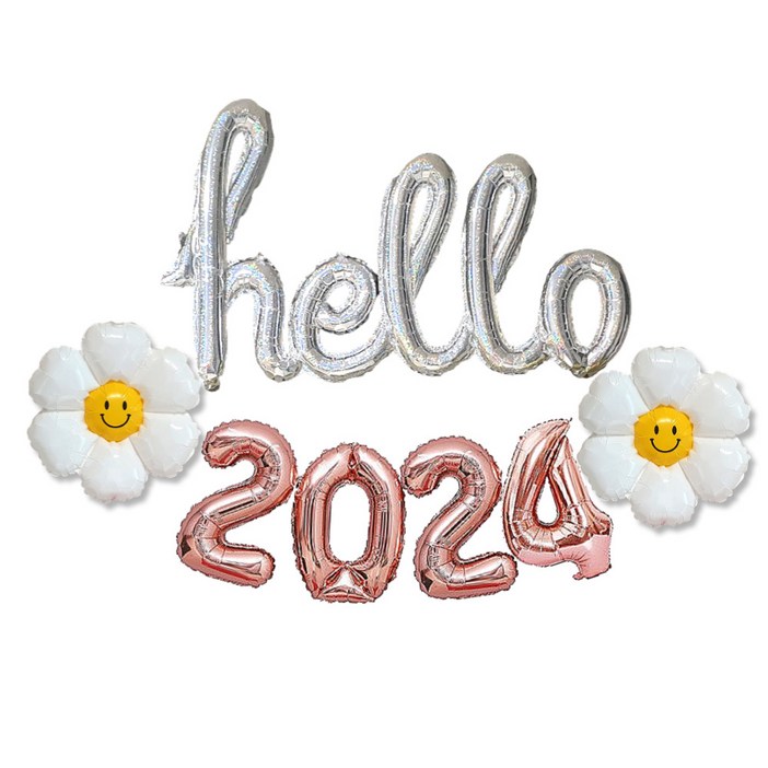 연말파티 헬로 2023 풍선 세트 3종 별 새해 신년 파티용품