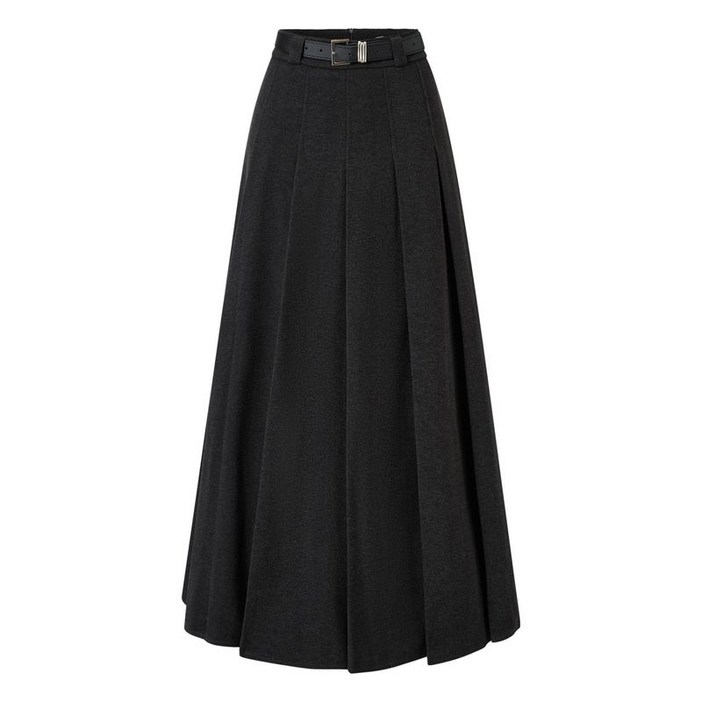 미니멈에브리데이 미니멈 에브리데이 핀턱 벨티드 플레어 롱 스커트 EB4WH017D