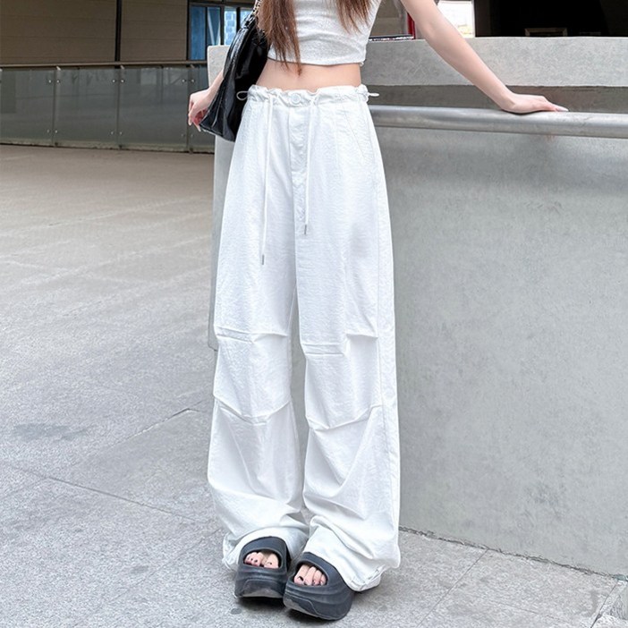 cammello 바스락 스트링 와이드 카고 팬츠 투웨이 경량 바지 히든밴딩