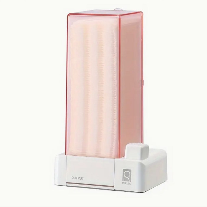 프리셀 원터치 자동 화장솜 디스펜서 화장솜 보관함, 1개, 핑크