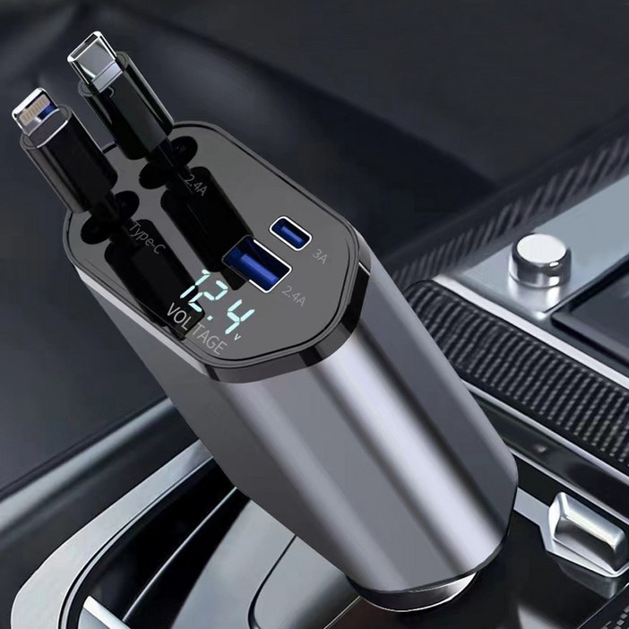 윈카르 4대동시 릴타입 고속 차량용충전기, 단일상품애플C타입