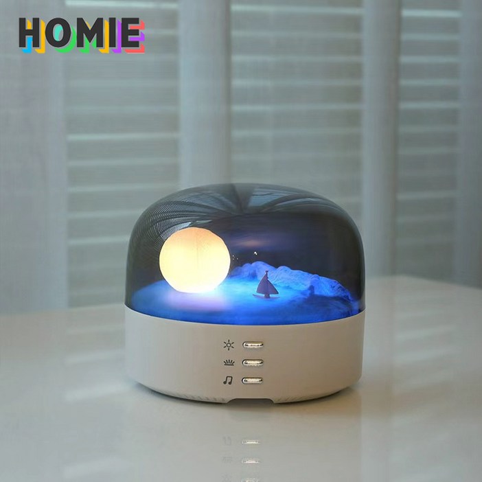 HOMIE 휴대용 블루투스스피커 고음질플레이어 조명무드등 달나라선물
