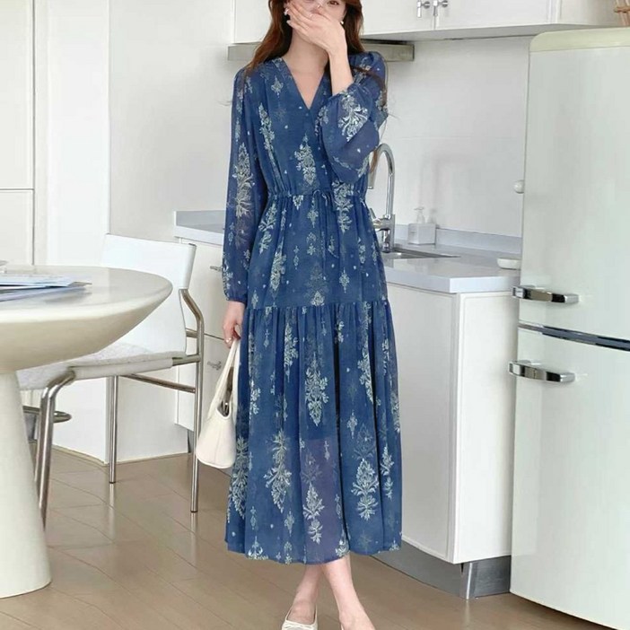 오나스타일 샤인브리즈 플로럴 맥시드레스 빈티지 원피스