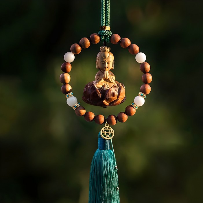 화이트리버 차량용 행운의 부처님 사고방지 차걸이, 1개, 관세음보살