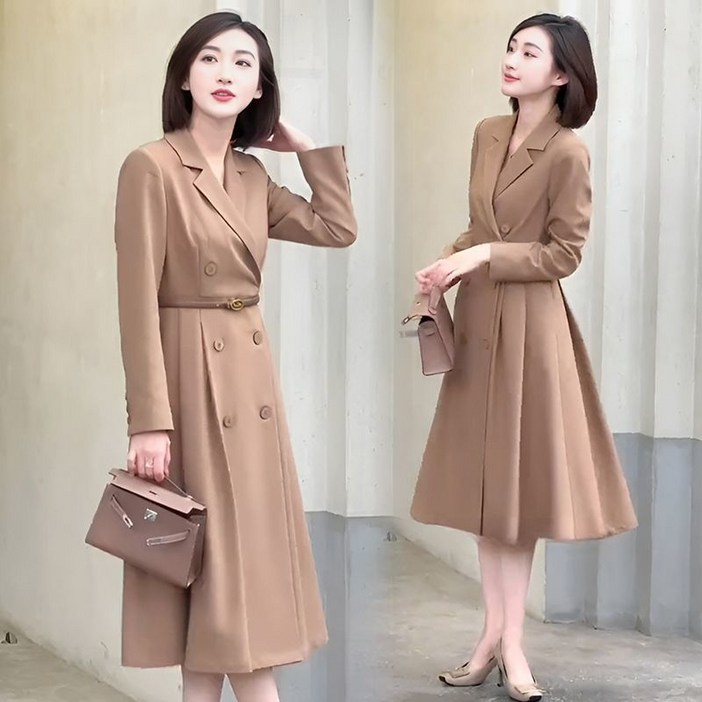 COSYEVNO 정장 원피스 패션 허리 조임 통근 캐주얼 여성 봄 미디스커트 LYQXZ26