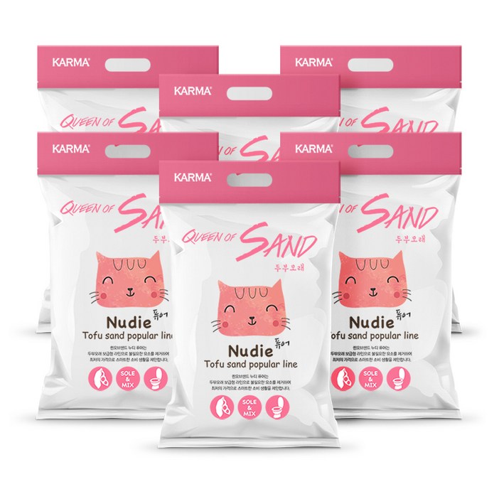 퀸오브샌드 누디 고양이모래 두부모래 퓨어 7L X 6개, 6개, 7L