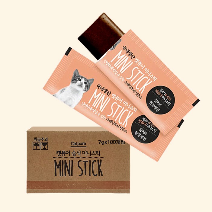 캣퓨어 미니스틱 콤보 4종 세트 대용량 고양이 간식, 300개, 7g, 혼합맛참치흰살생선