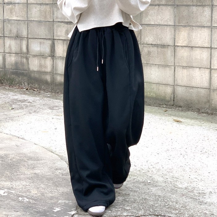 앤샵 여성용 기모 롱/숏 기장선택 벌룬 와이드 트레이닝 투웨이 팬츠(3color)