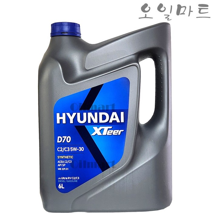 오일마트 현대 엑스티어 울트라 RV C2/C3 5W30 6리터 디젤/가솔린 합성엔진오일 제품명 변경 D70 C2/C3, 현대 엑스티어 울트라 RV 5W30_6L, 1개